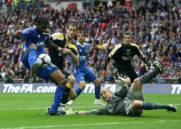 Kanu scores the winning goal for Pompey in the 2008 FA Cup final