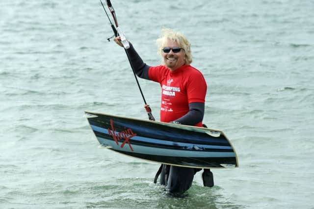 Sir Richard Branson kite-surfing off Hayling Island in 2013