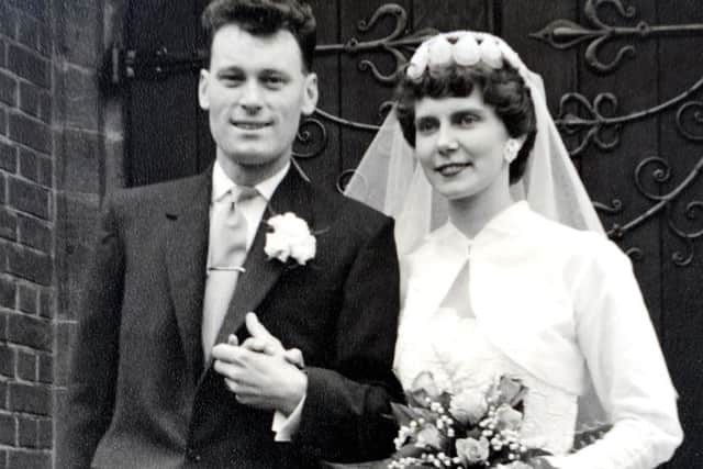 Jim and Gwen Butler were married at St James' Church Milton on 14th April 1956 

Picture:  Malcolm Wells (160406-2693)