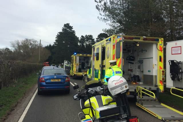 Emergency services at the scene of the A32 accident this afternoon Picture: Kimberley Barber