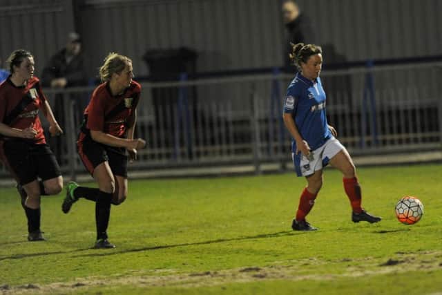 Gemma Hillier on the attack for Pompey Ladies in the cup final. Picture: Sarah Standing