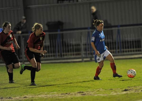 Gemma Hillier on the attack for Pompey Ladies in the cup final. Picture: Sarah Standing