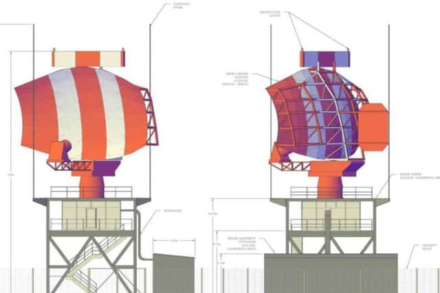 A diagram of Nats' proposed radar tower at Daedalus