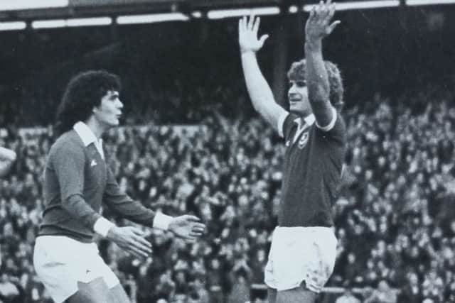 Fratton favourite Dave Kemp, right, scored an impressive 38 goals in 74 games for Pompey in a 16-month south-coast stay
