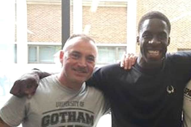 Chris Miller with Olympic sprinter Dwain Chambers