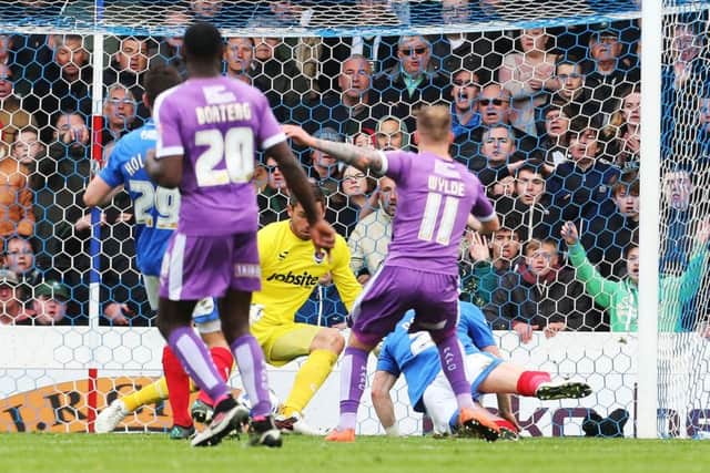 Gregg Wylde scores the winner for Plymouth Picture: Joe Pepler