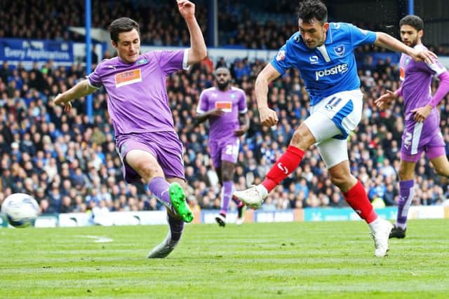 Gary Roberts goes for goal against Plymouth Picture: Joe Pepler
