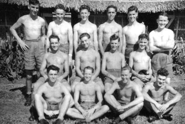 The Corps of Drums from the Hampshire Regiment outside their basha in Malaya, January 1955