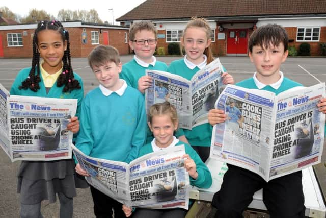 From left, Jeanne Kamakoue, 10, Finley Vincent, nine, Ben Hatherley, 10, Amber Heslop, 10, Jazzmyn Philpott, 10, and William Collis, nine, at Medina Primary in Portsmouth Picture: Sarah Standing (160627-3913)