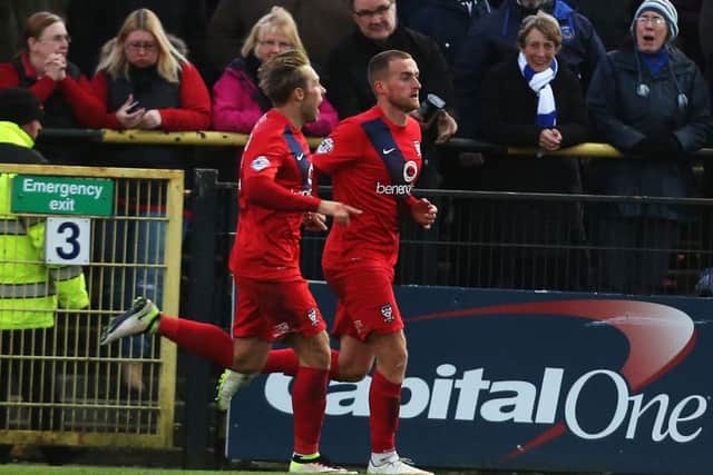 York's Lewis Alessandra celebrates his goal. Picture: Joe Pepler
