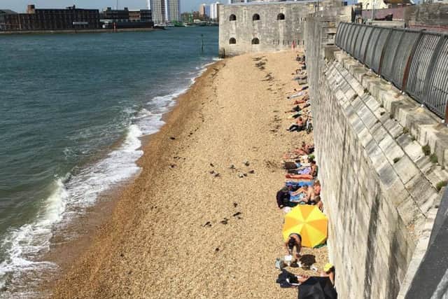 Alan Corrigan sent in this picture of sunbathers at the Hot Walls in Old Portsmouth today