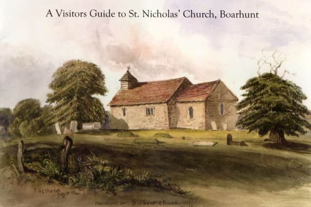 The cover of the  new 18-page  guide to St Nicholass  Church, Boarhunt.