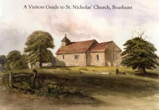 The cover of the  new 18-page  guide to St Nicholass  Church, Boarhunt.