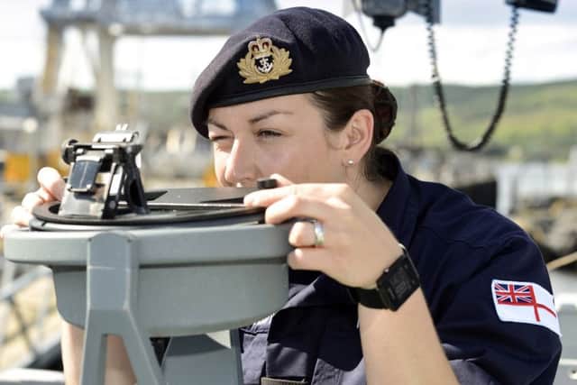 Faslane Patrol Boat Squadron Commander Lieutenant Commander Carla Higgins.
Lt CDR Higgins took over the top spot from Lieutenant Commander Edward Munns, making her the first female officer to become Squadron Commander since it was formed in 2010.