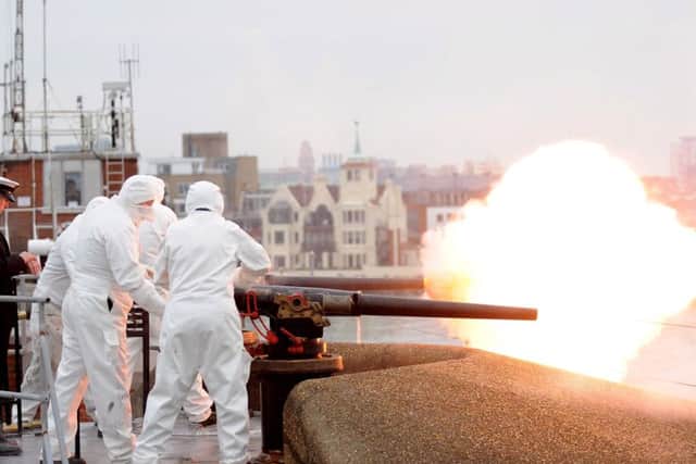 A 21-pounder gun will be fired from Fort Blockhouse in Gosport to mark the Queen's 90th birthday today