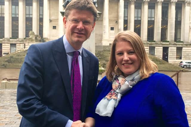 Portsmouth City Council leader Donna Jones with local government secretary Greg Clark