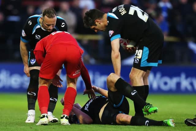 Adam Webster was injured in the 3-1 defeat at York on Tuesday night Picture: Joe Pepler