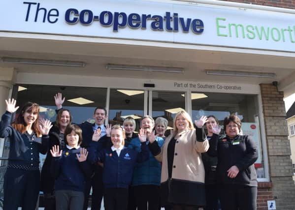 The Southern Co-operative store colleagues in Emsworth present St James Primary School and Emsworth Primary School with Â£15,000 donation for school improvements