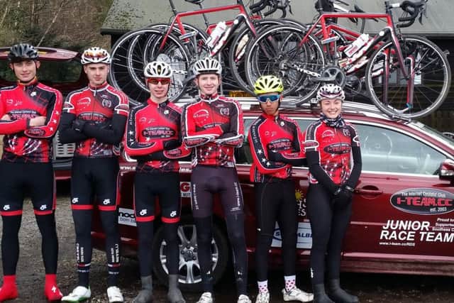 Members of the i-Team RDS junior race team with their new team car