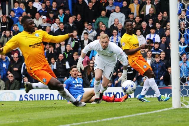 Substitute Conor Chaplin scores Pompey's winner Picture: Joe Pepler