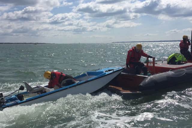 Rescuers plucked two people out of the water in the Solent today
Picture: James Baggott