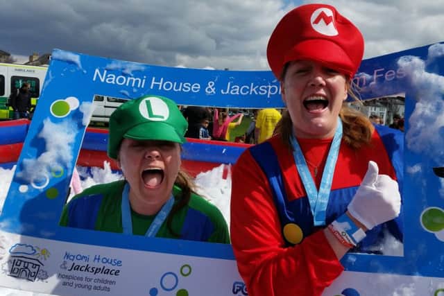 Hayley Hoy, left, as Luigi and Peta Smallman as Mario