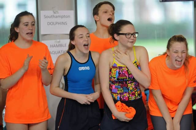 Support from the poolside.
 Picture Ian Hargreaves  (160542-2)