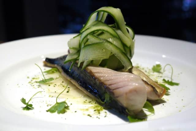 Daikon with pickled cucumber and mackerel