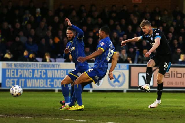 Michael Smith fires home the decisive goal. Picture: Joe Pepler