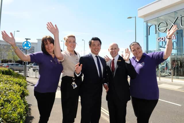 From left, Pam Marshall from Hannah's Holiday Home Appeal, Costa manager Cheryl Price, Havant MP Alan Mak, Next manager Andrew Maitland,and Hannah's Holiday Home Appeal volunteer Claire Cook Picture: Sarah Standing (160649-5384)