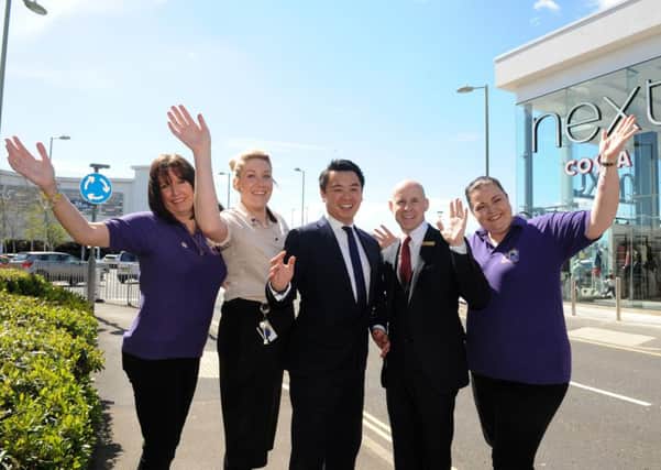 From left, Pam Marshall from Hannah's Holiday Home Appeal, Costa manager Cheryl Price, Havant MP Alan Mak, Next manager Andrew Maitland,and Hannah's Holiday Home Appeal volunteer Claire Cook 

Picture: Sarah Standing (160649-5384)