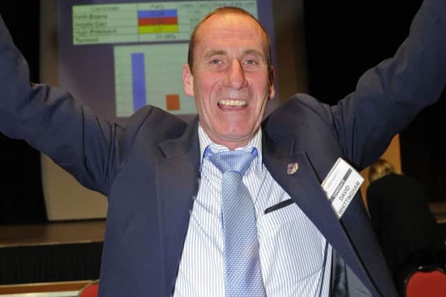 David Whittingham celebrates winning his seat in Fareham in 2012