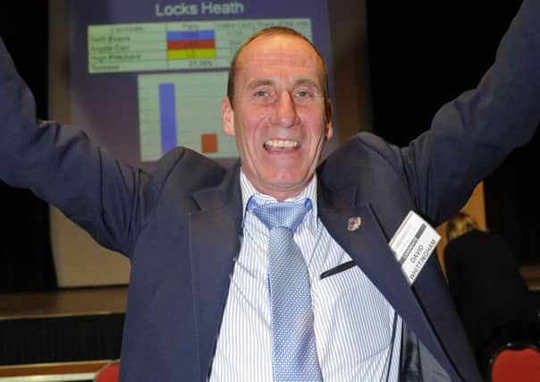 David Whittingham celebrates winning his seat in Fareham in 2012