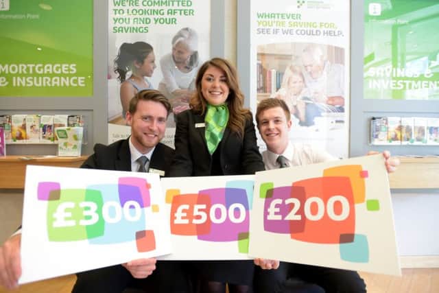 Branch manager Jamie Trophy with colleagues Kat Croan and Gordon Woods.
Picture: Jane Barlow