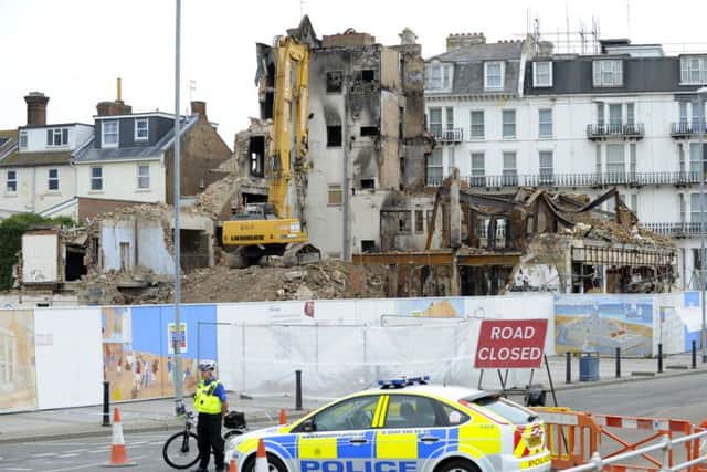 The half-demolished remains of Joanna nightclub on Southsea sea front in 2011