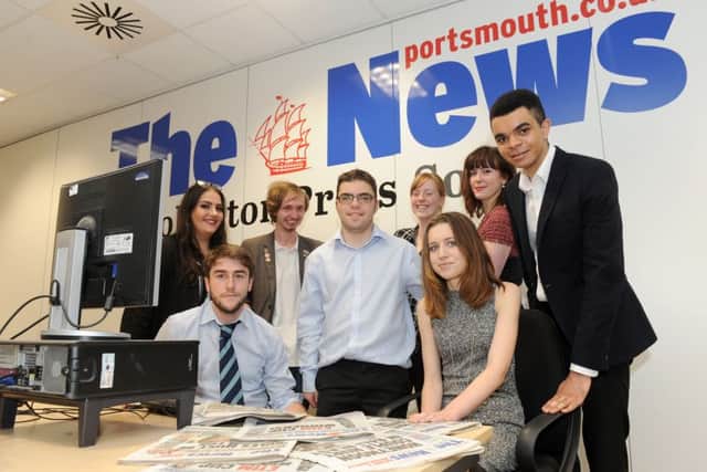 This year's Highbury students at The News, back from left, Lola Mayor, Peter Marcus, Imogen Marshall and Sasha Barker. Front from left, Oli Price, Ermis Madikopoulos, Shannon Johnson and Daniel Chalkley