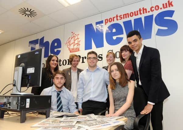 This year's Highbury students at The News, back from left, Lola Mayor, Peter Marcus, Imogen Marshall and Sasha Barker. Front from left, Oli Price, Ermis Madikopoulos, Shannon Johnson and Daniel Chalkley