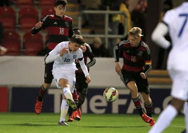 Pompey fan Mason Mount scoring a wonder goal for England under-17s against Germany in November