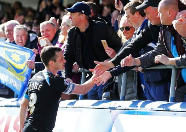 Michael Doyle thanks the travelling Pompey fans Picture: Joe Pepler