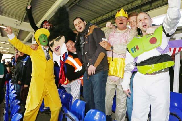 Pompey supporters in fancy dress at Victoria Park. Picture: Joe Pepler