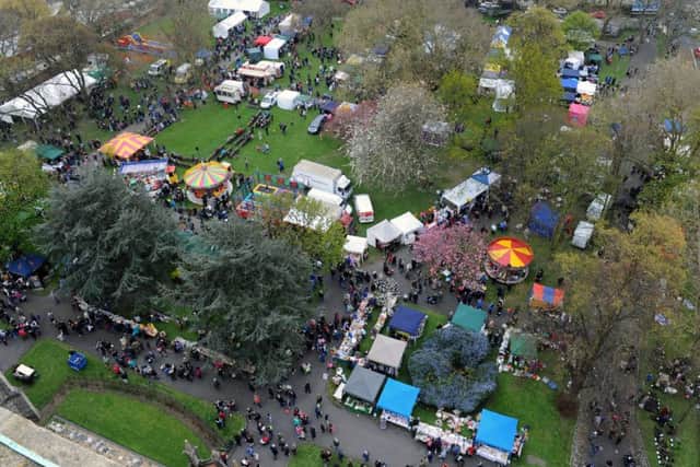 2/5/2016 (NEWS)St Mary's Church in Fratton, held their annual May Fayre on Bank Holiday Monday.Pictured is: A view of the May Fayre from the church tower. Picture: Sarah Standing (160655-6161) PPP-160205-152411001