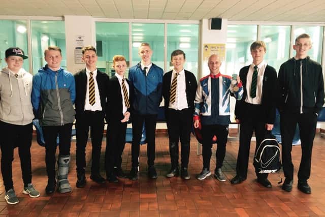 Park Community students with Olympic diver Peter Waterfield