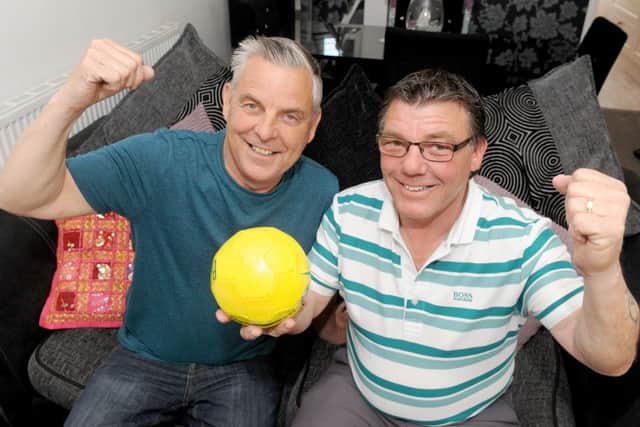 Ray Dunning, left, and Dave Dunning from Portsmouth, have won Â£5,800 in total after betting on Leicester City to win the Premier League Picture: Sarah Standing (160657-6647)