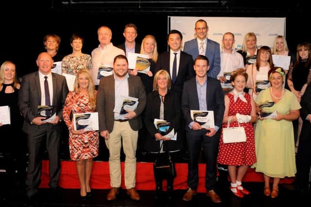 Alan Mak MP with guest speakers and winners at the Havant Small Business Awards. Picture: Sarah Standing (160654-6058)