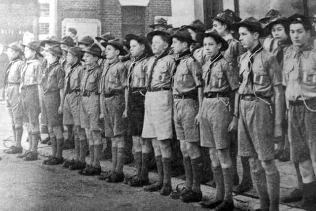 SCOUTS ON PARADE Portsmouth scouts on parade and ready for inspection by the C in C Portsmouth Admiral Sir Arthur Power.