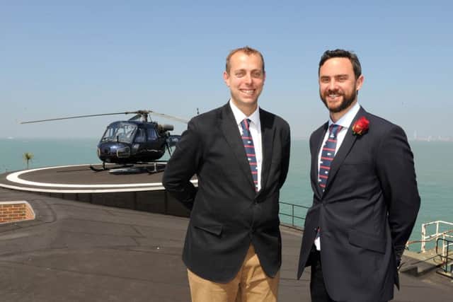 No Man's Fort's official launch, From left, Dominic Hones, fort manager for Spitbank Fort and Robert Seddon, operations manager for Solent Fort
