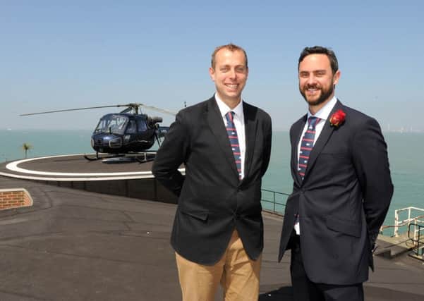 No Man's Fort's official launch, From left, Dominic Hones, fort manager for Spitbank Fort and Robert Seddon, operations manager for Solent Fort