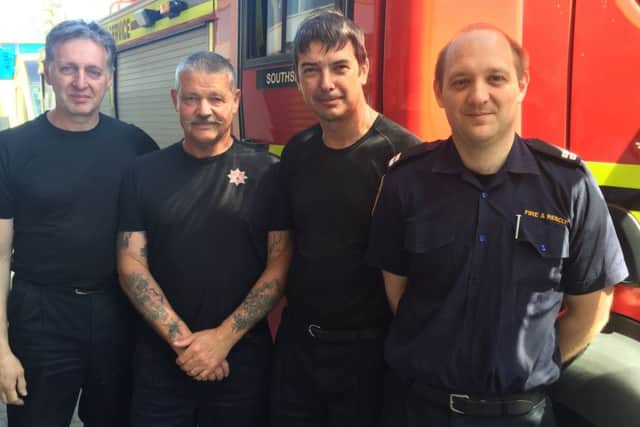 The crew from Southsea fire station - crew manager Chris Norgate and firefighters Bill Cutler, Dave Holloway and Mark Slack