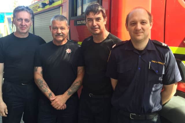 The crew from Southsea fire station  - crew manager Chris Norgate and firefighters Bill Cutler, Dave Holloway and Mark Slack