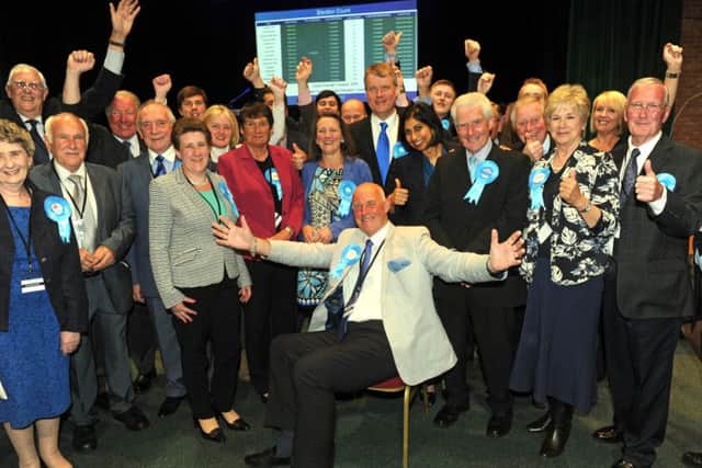 Conservatives celebrate in Fareham this morning Picture: Ian Hargreaves (160595-27)